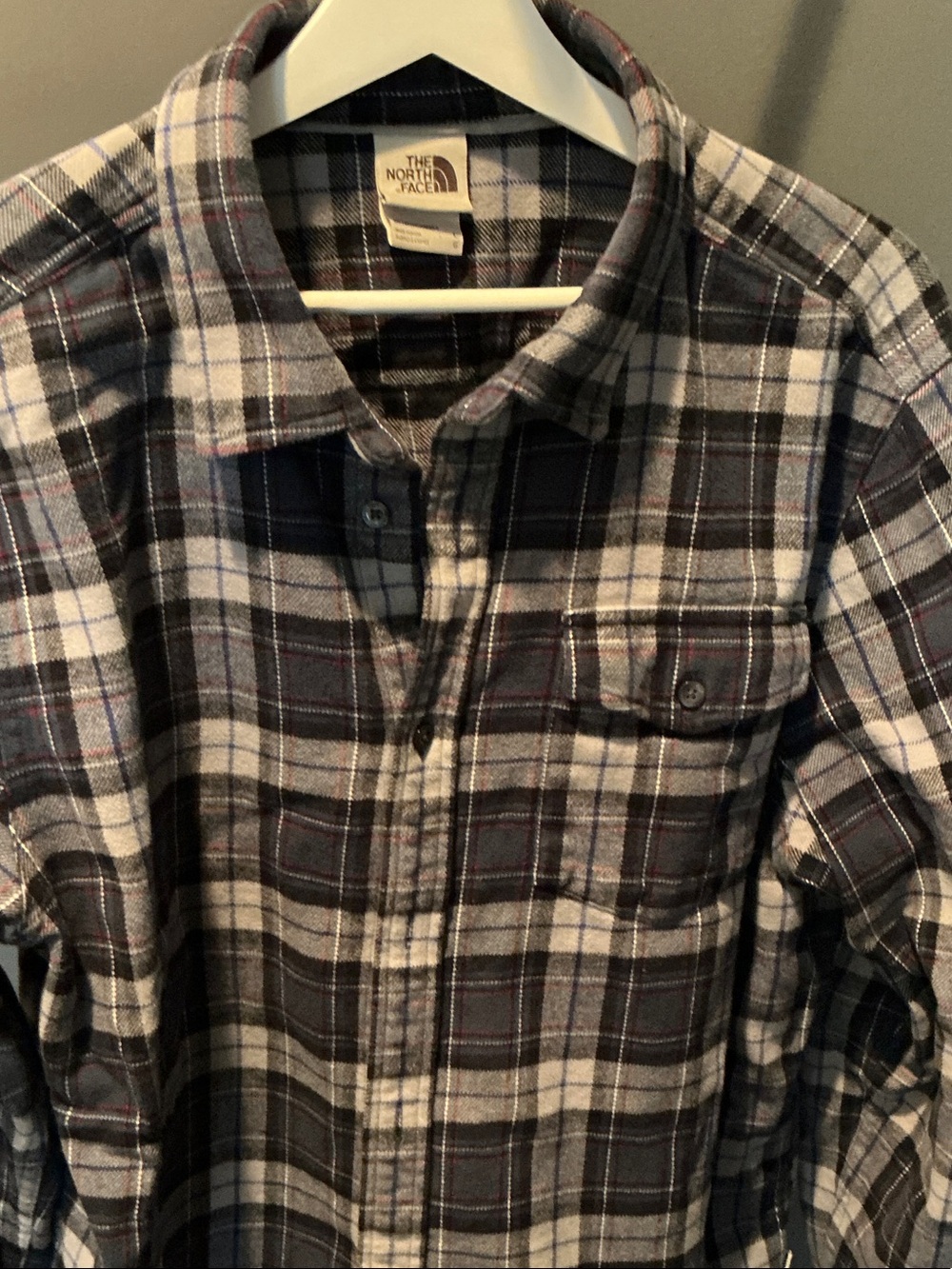 The North Face Men's Black and White Plaid Button-Down Shirt